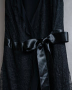 "RED VALENTINO"Ribbon belted design lace black dress