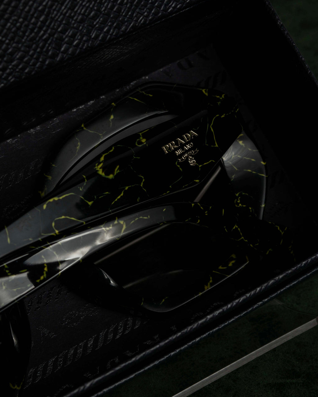 "PRADA" Yellow marble acetate sunglasses