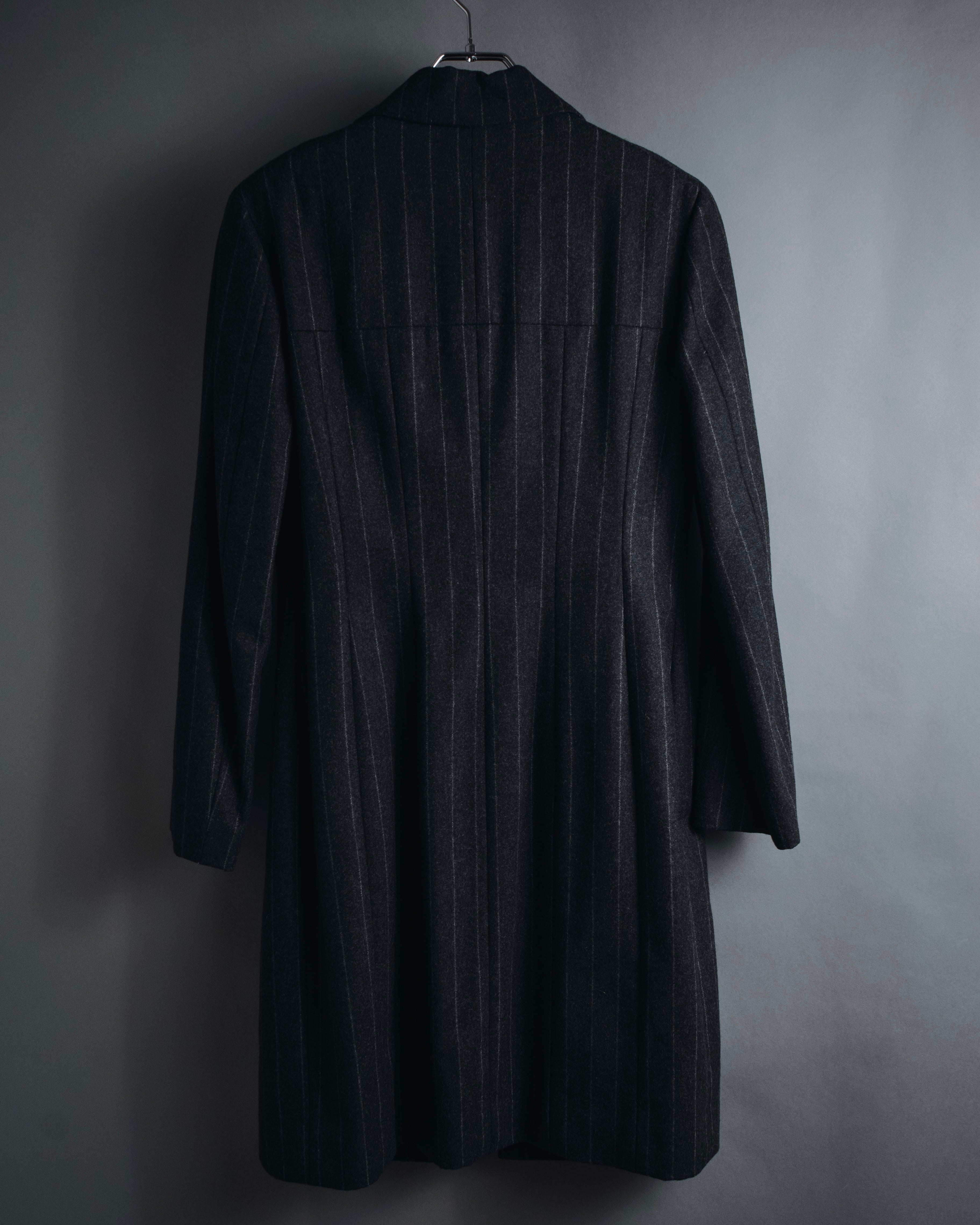 香奈儿 99秋冬条纹羊毛长款剪裁夹克