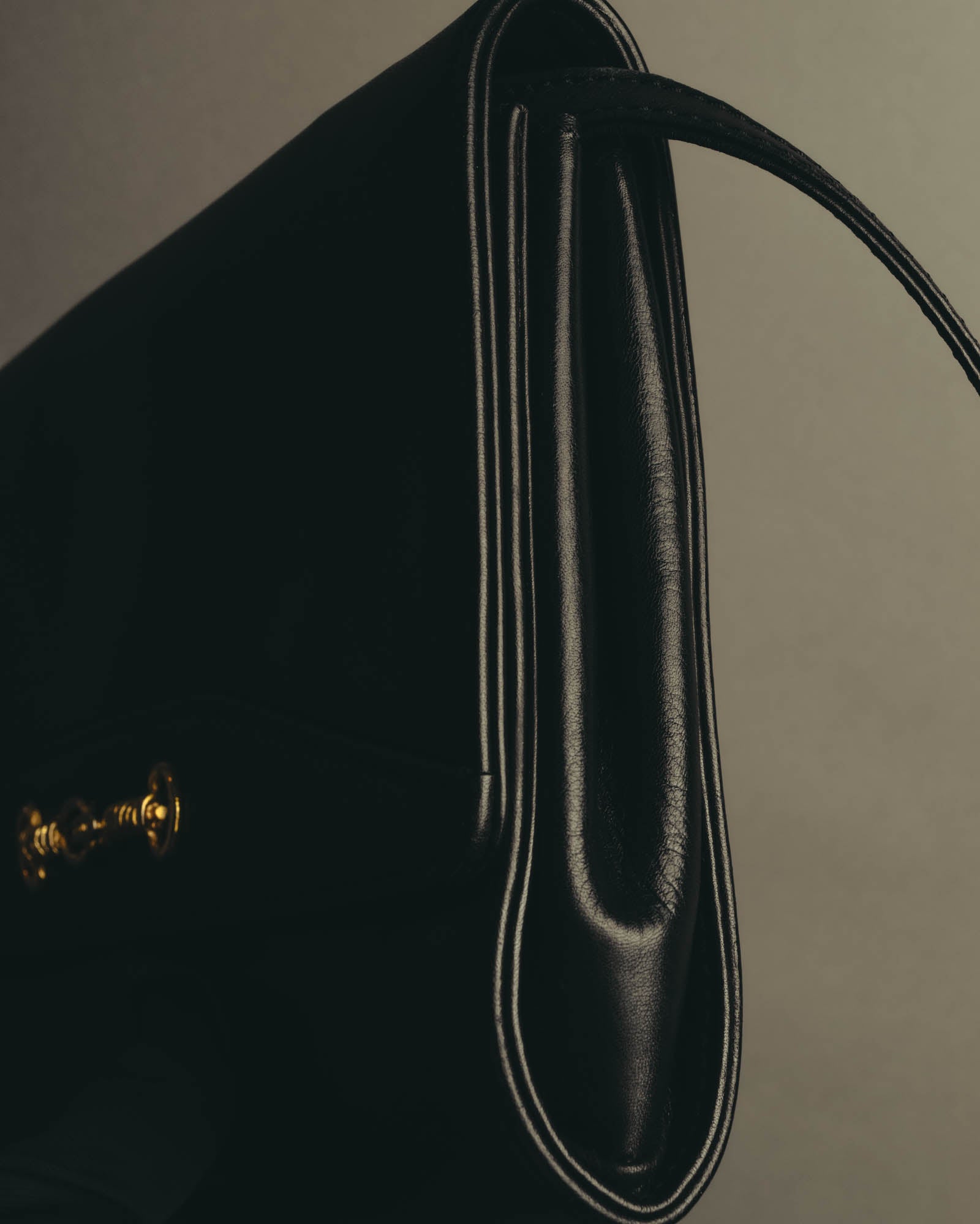 "CELINE" 70's-80's Classic horsebit leather shoulder handbag