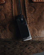 "CELINE" 00's Macadam logo engraved suede leather bag