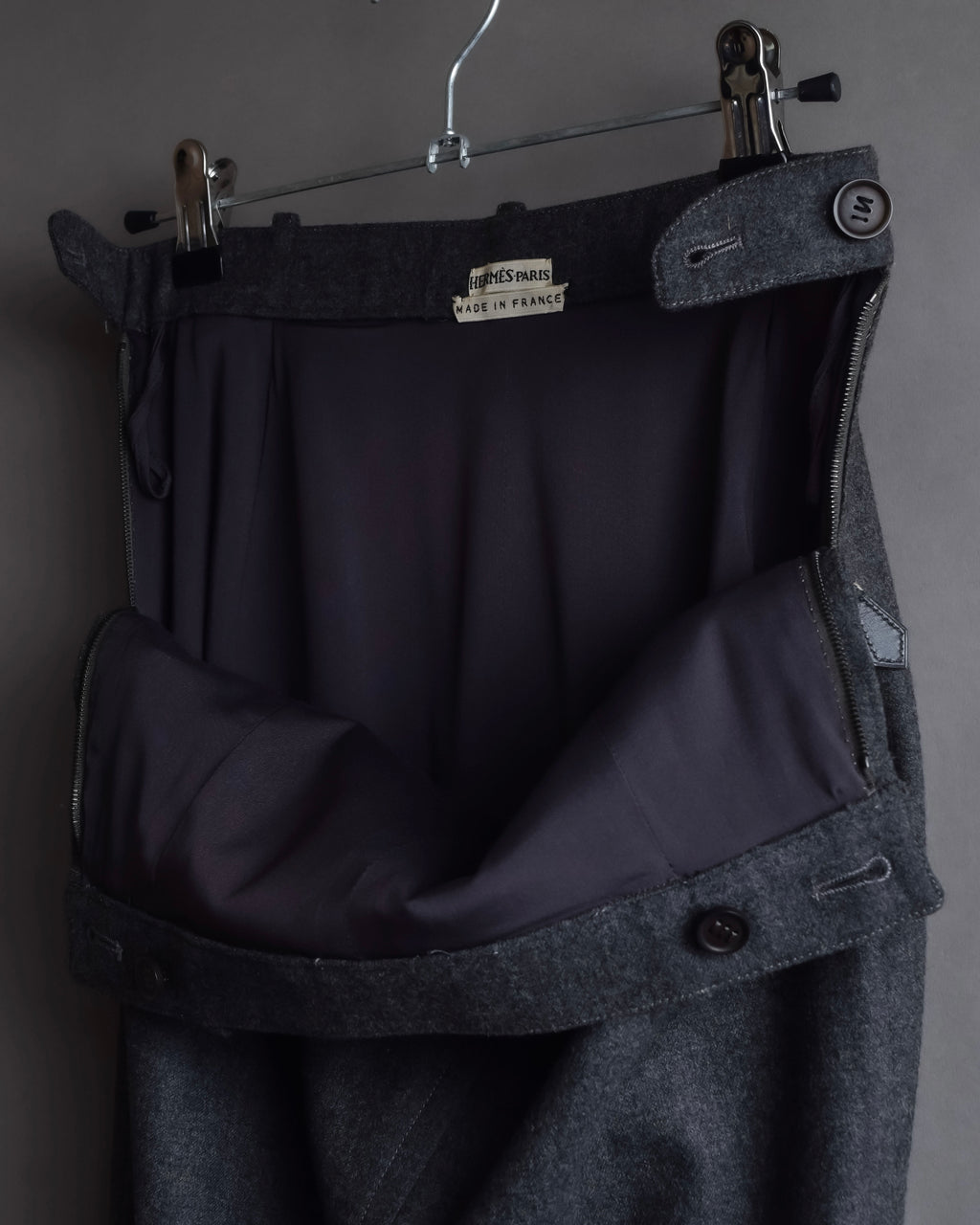 "HERMES" Margiela period semi-flared wool skirt