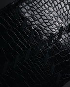"YVES SAINT LAURENT" 90’s crocodile embossed lace up handbag