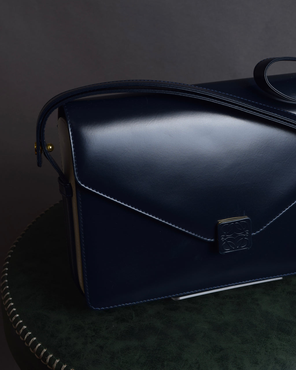 "LOEWE" Anagram logo engraved bicolor leather square bag