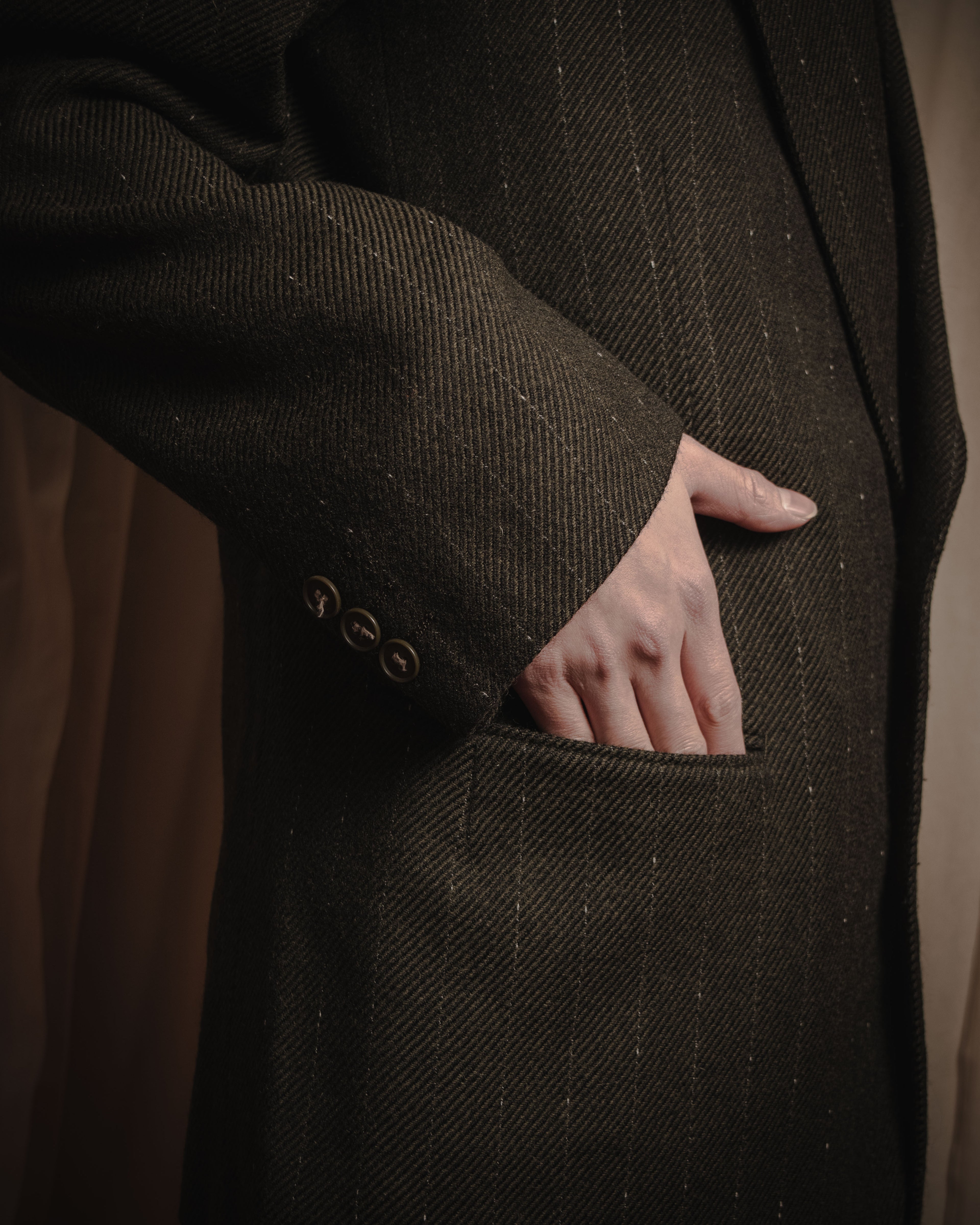 "Yves Saint Laurent diffusion hommes" 80’s-90’s structured glitter pinstripe wool suit set-up