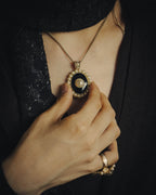 -SPECIAL- “CHANEL” 2017 Cruise Collection Pearl trimmed black pendant necklace