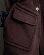 "Vintage fur collar waist shape A-line coat"