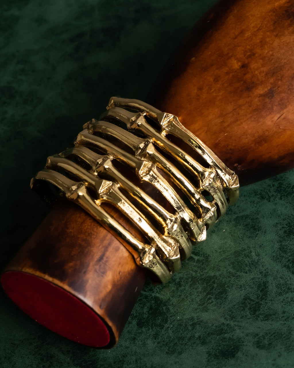 "YVES SAINT LAURENT" Skeletal arm shape design gold bangle