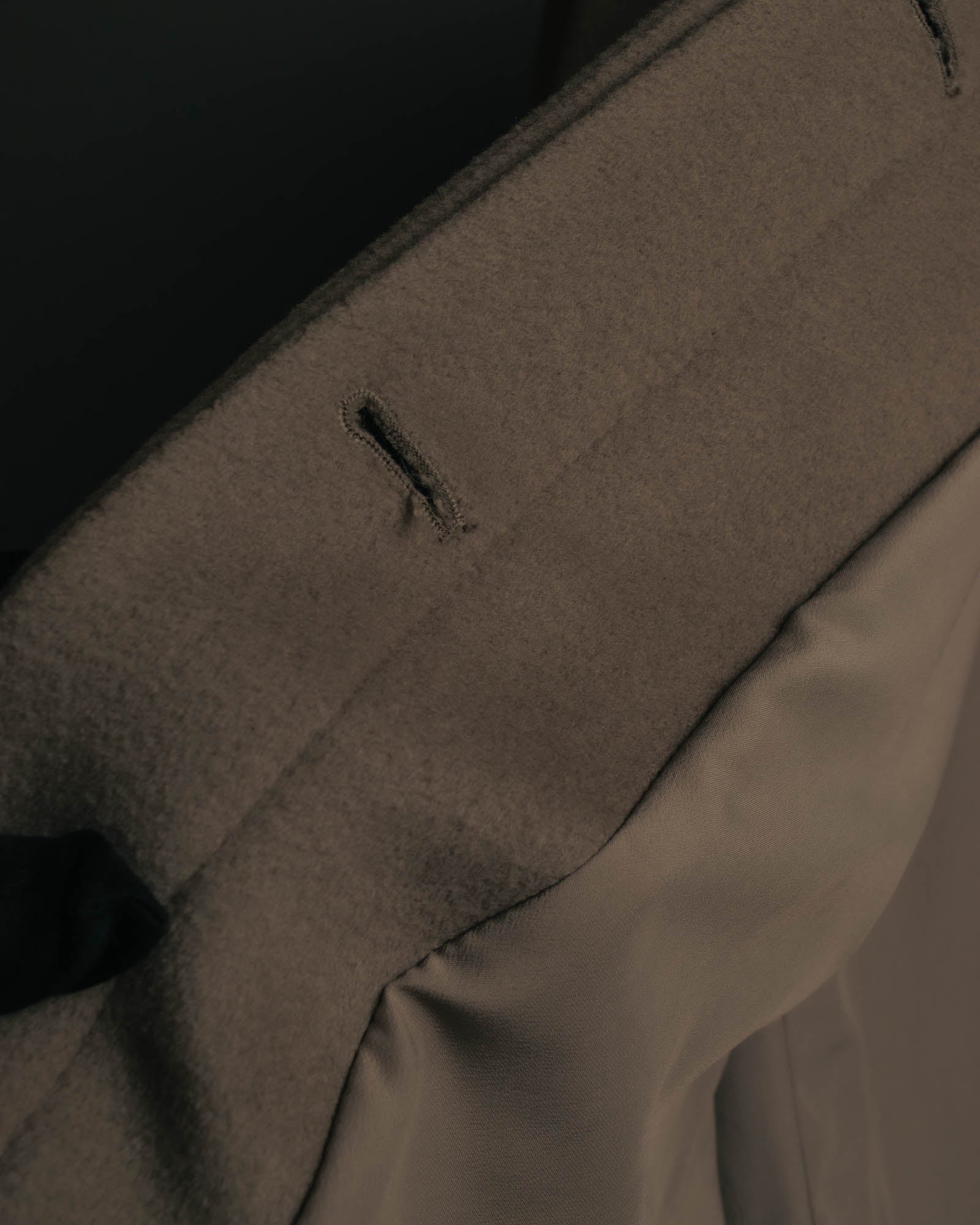 -SPECIAL- "FENDI" 90's-00's Cashmere blend long coat with leather contrast