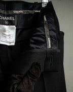 "CHANEL" Fringe design high waist straight cut slacks