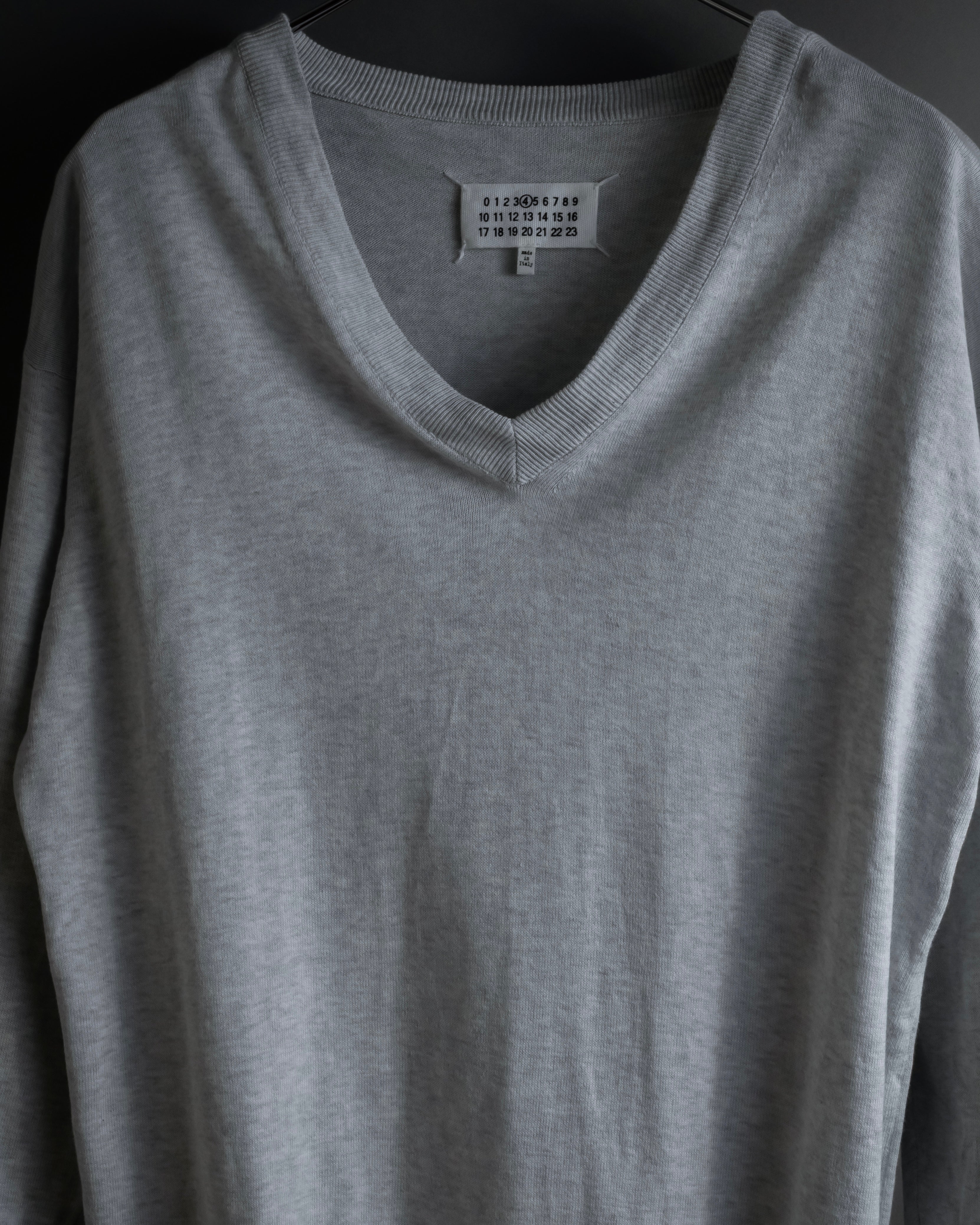 "Maison Margiela" 18SS elbow patch cotton v-neck knit