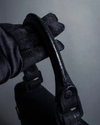 "JEAN PAUL GAULTIER" Front clasp design suede leather hand bag