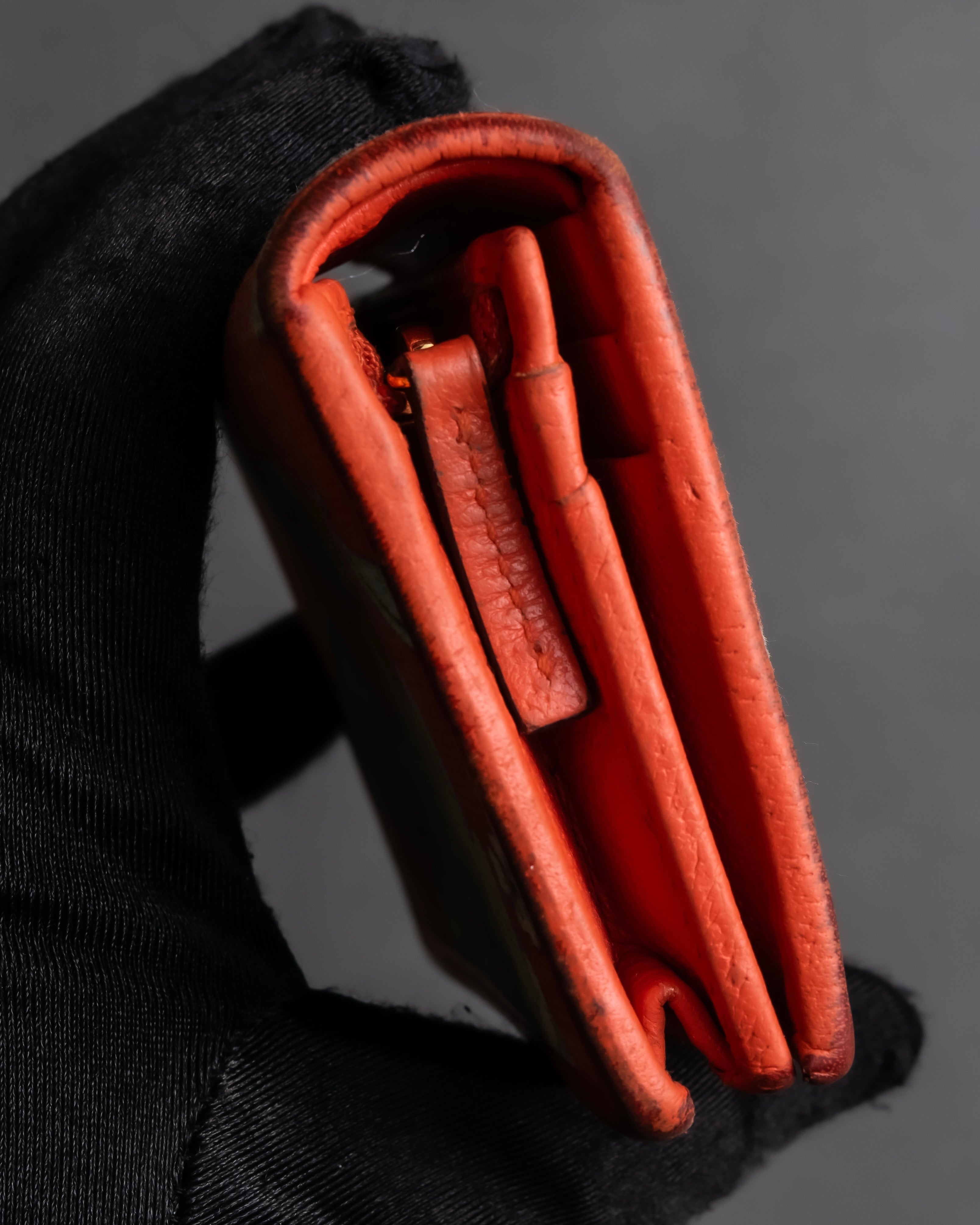 "GUCCI" Botanical pattern double G motif leather bifold wallet