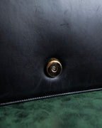 "Salvatore Ferragamo" Horizontal design pumps engraved leather one handle bag