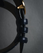 "Christian Dior" Oval logo buckle structured leather belt