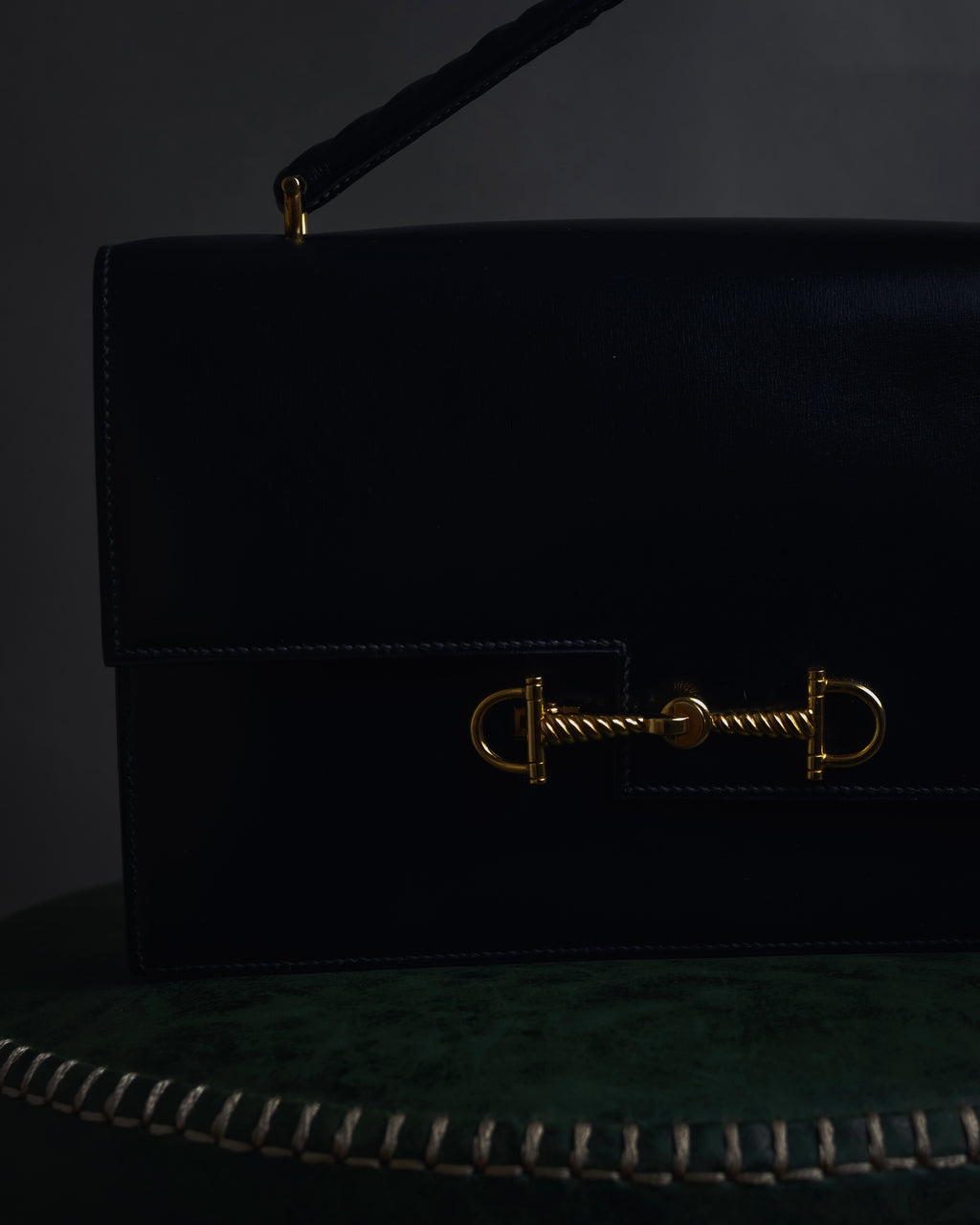 -SPECIAL- "HERMES" 60’s early sandrine box dark blue calf bit bag