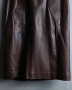 "Hermes by Gaultier" Round Pocket Wine Red Leather Skirt