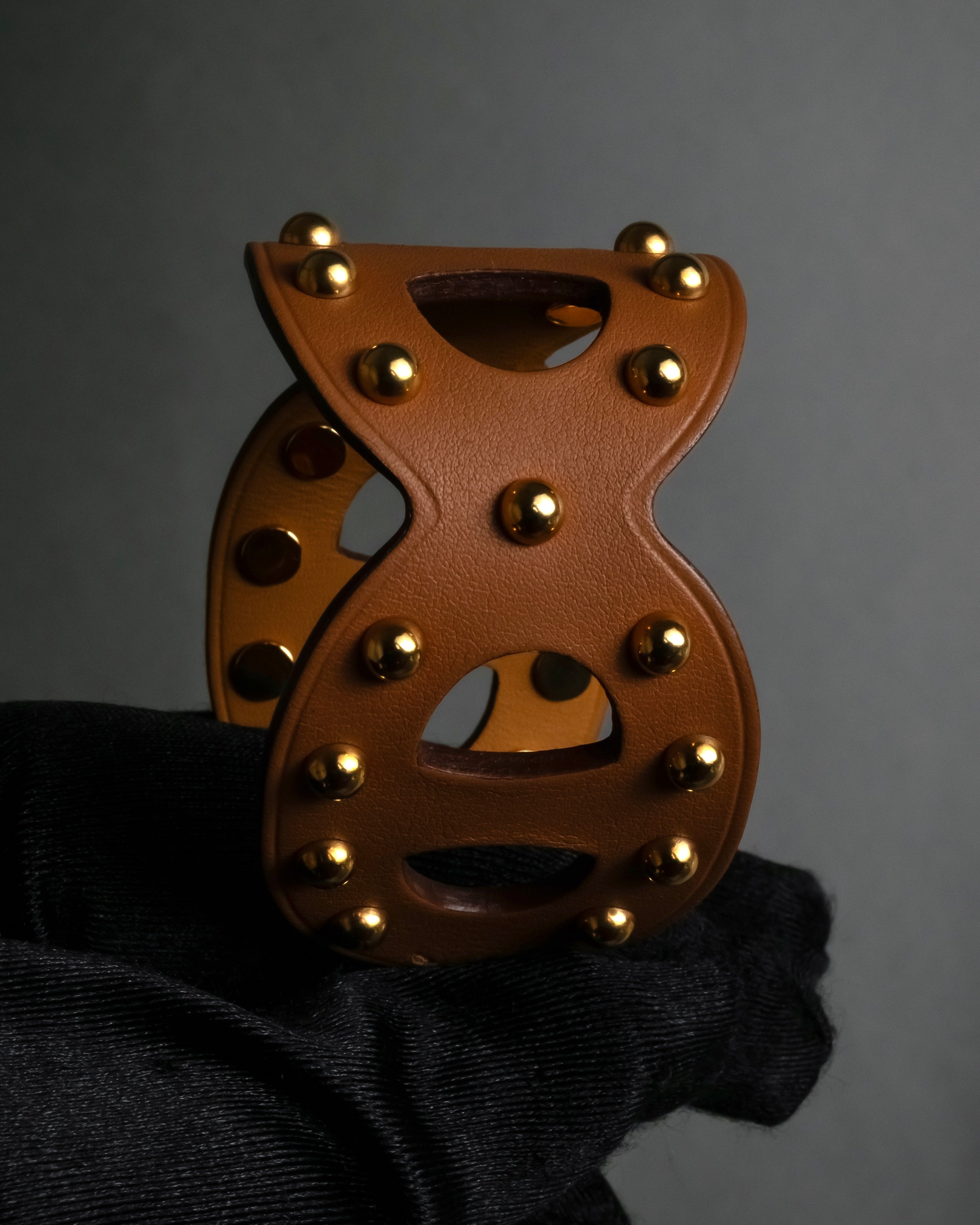 "HERMES" Chaine d'Ancre motif studs leather bracelet