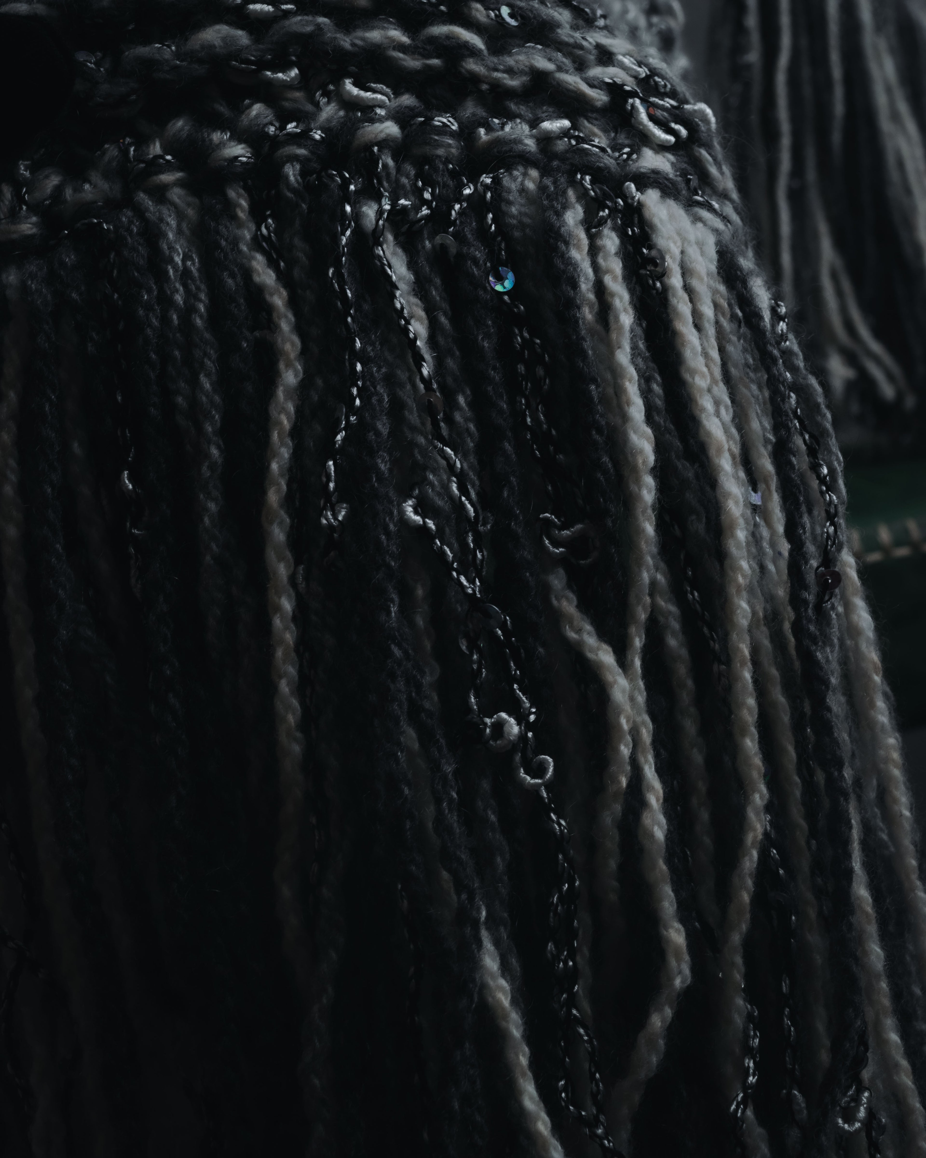 "CHANEL" 2005AW fantasy yarn embellished fringe scarf