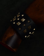 "VALENTINO" Pyramid stud design double buckle leather bracelet