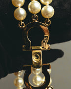 "Salvatore Ferragamo" 80's-90's Gancini three-strand pearl-style necklace