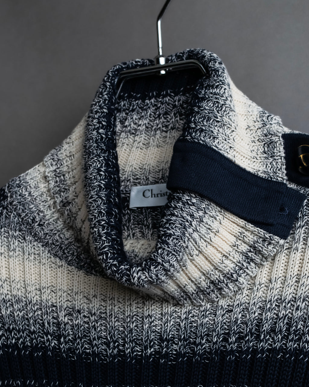 "Christian Dior" Gradient striped irregular neck knit