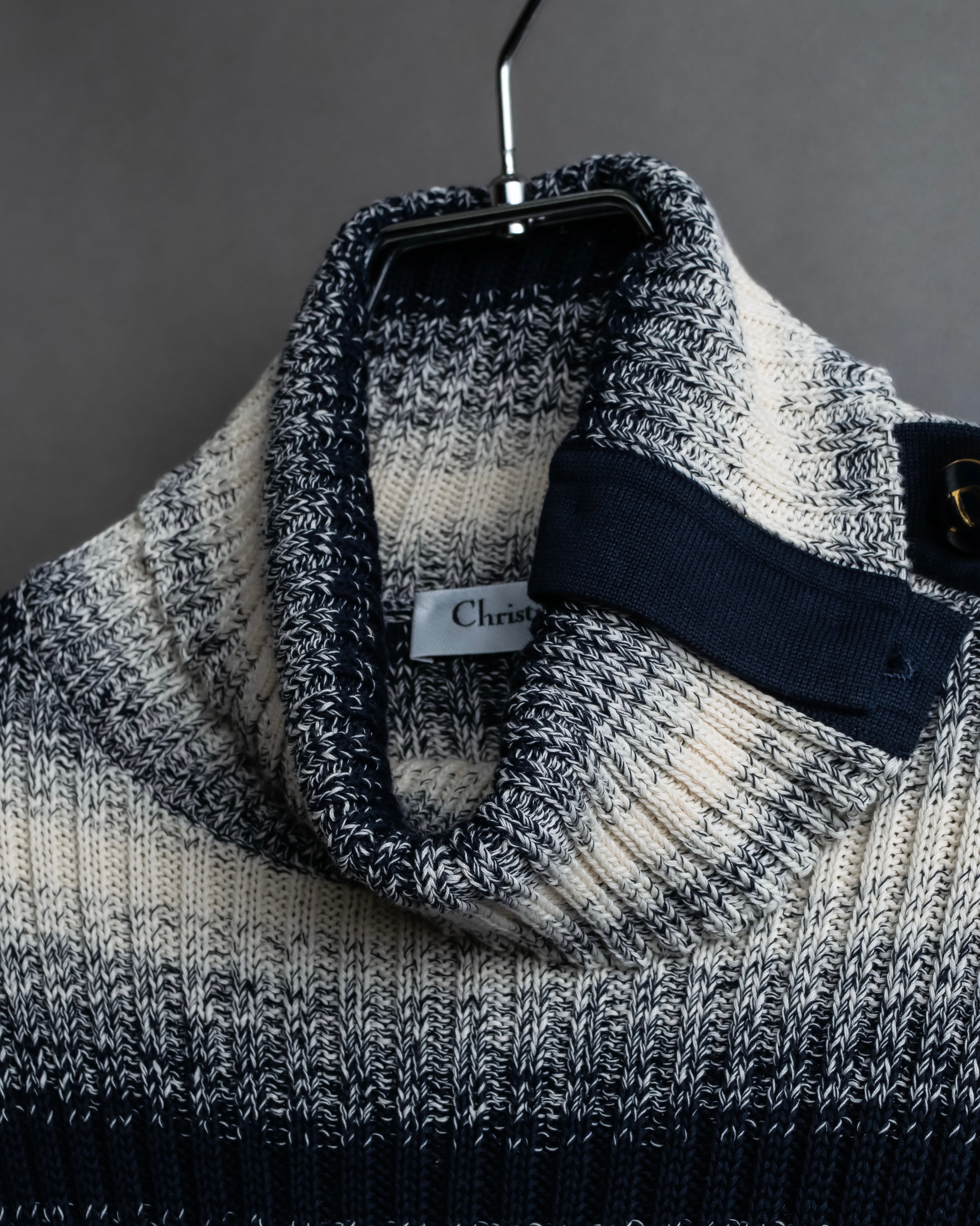 "Christian Dior" Gradient striped irregular neck knit