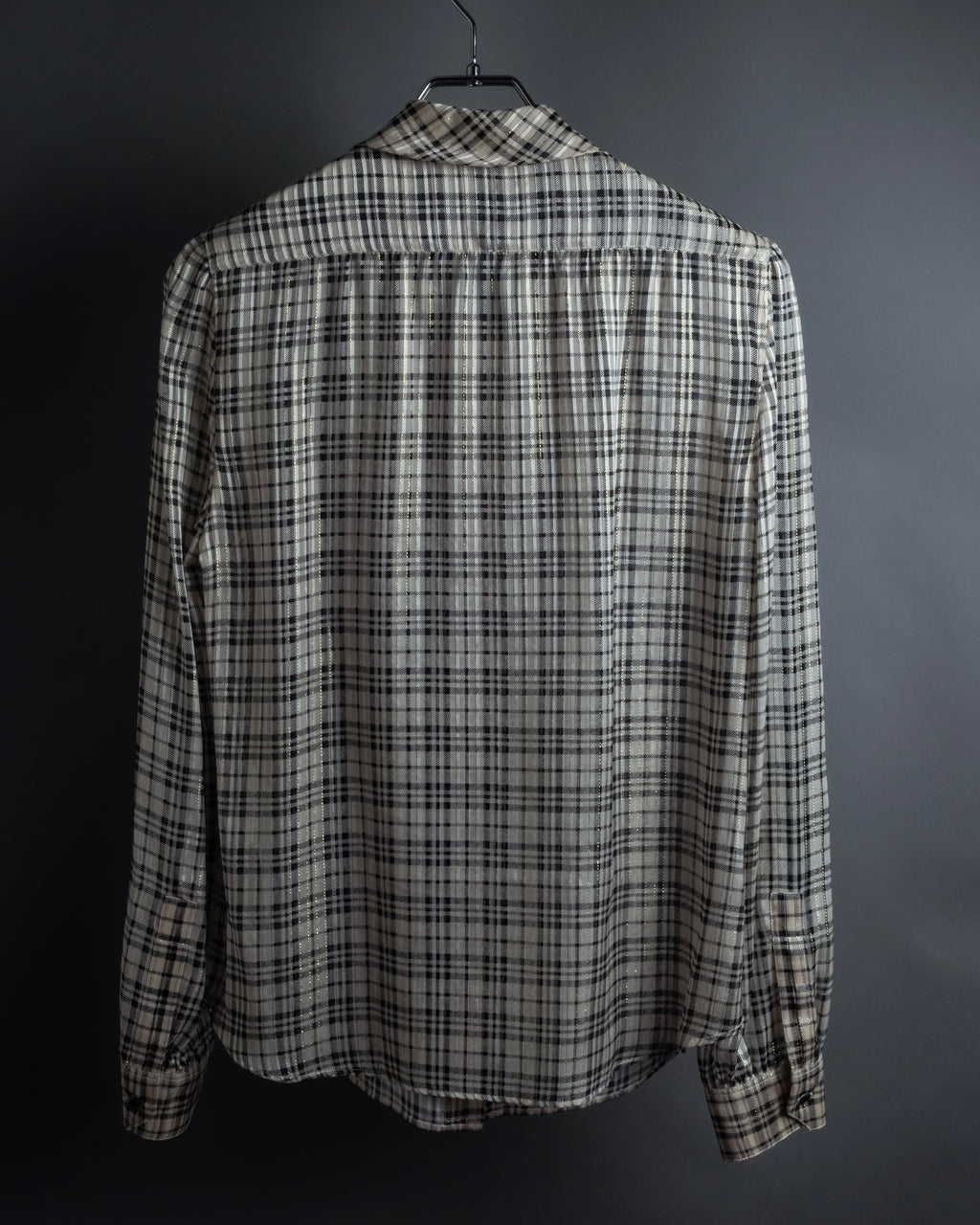 "Saint Laurent" Lame check pattern bow tie shirt