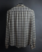 "Saint Laurent" Lame check pattern bow tie shirt
