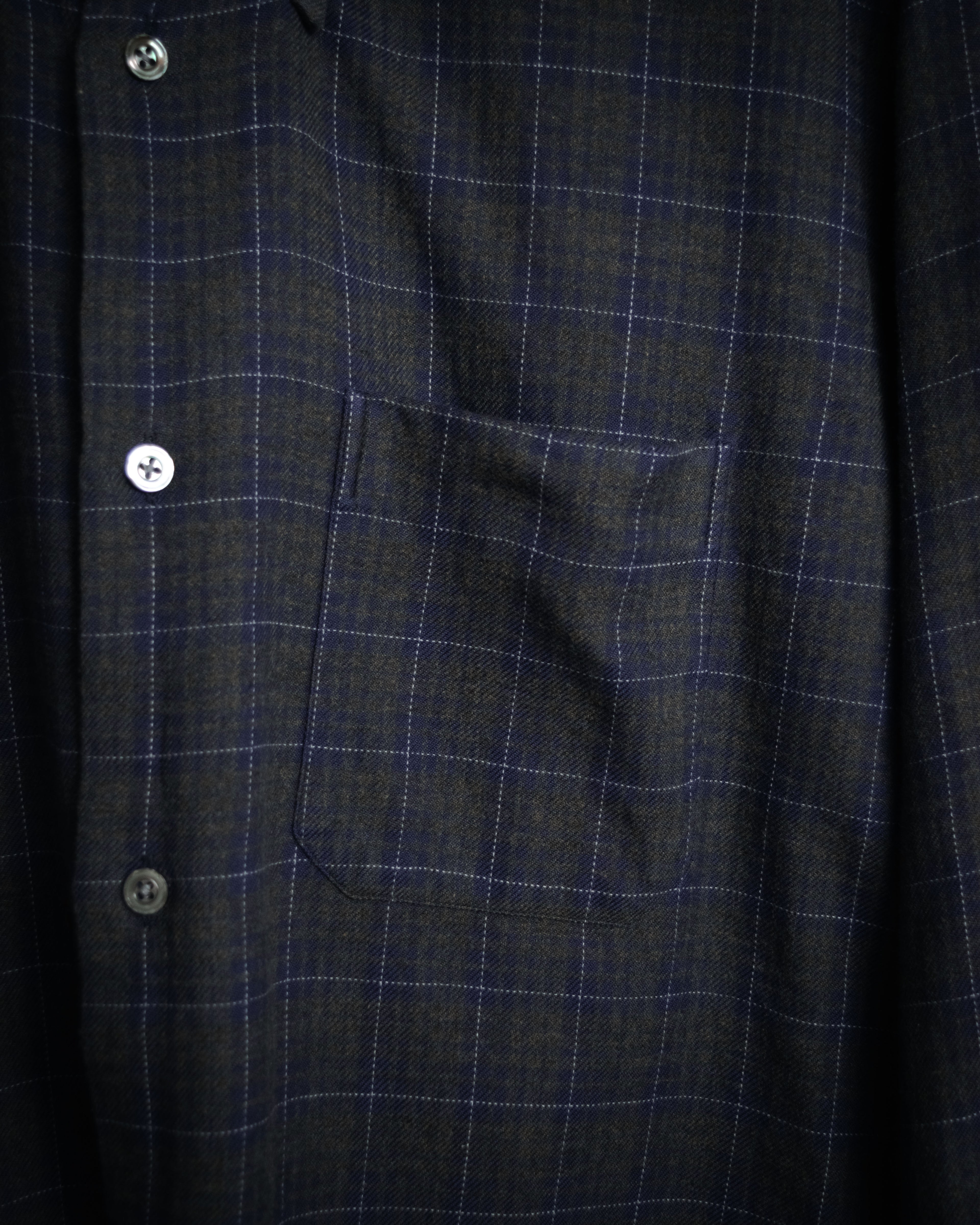“HERMES” 90’s–00’s Windowpane cotton button down shirt
