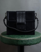 "YVES SAINT LAURENT" Straight ridge design square forum leather bag