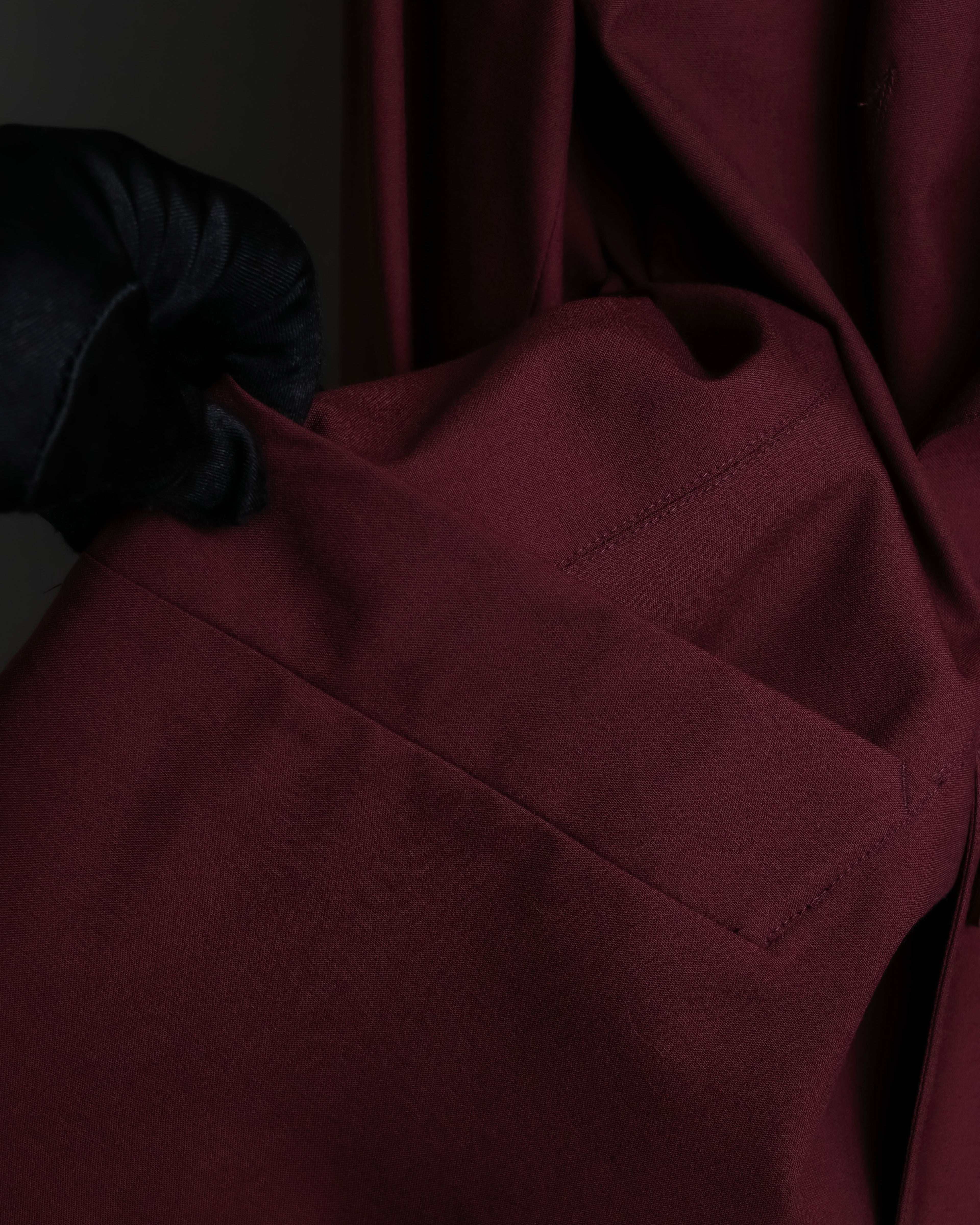 "JEAN PAUL GAULTIER FEMME"
Bordeaux color peaked lapel wool tailored jacket