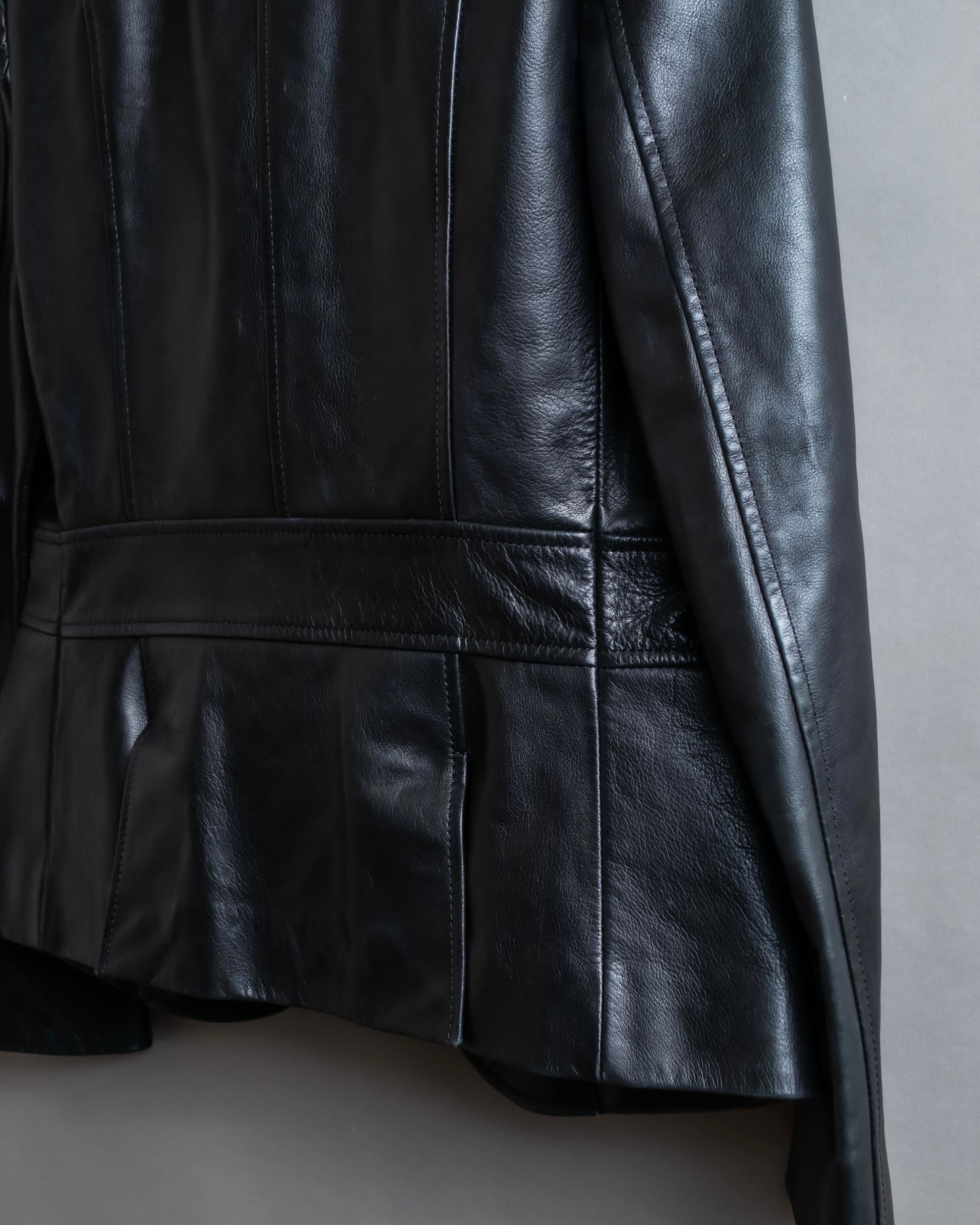 "BURBERRY" 100% cow leather Military pocket details short length jacket