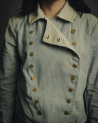 -SPECIAL- "Ralph Lauren" 00's Hickory stripe cotton double-breasted marine jacket