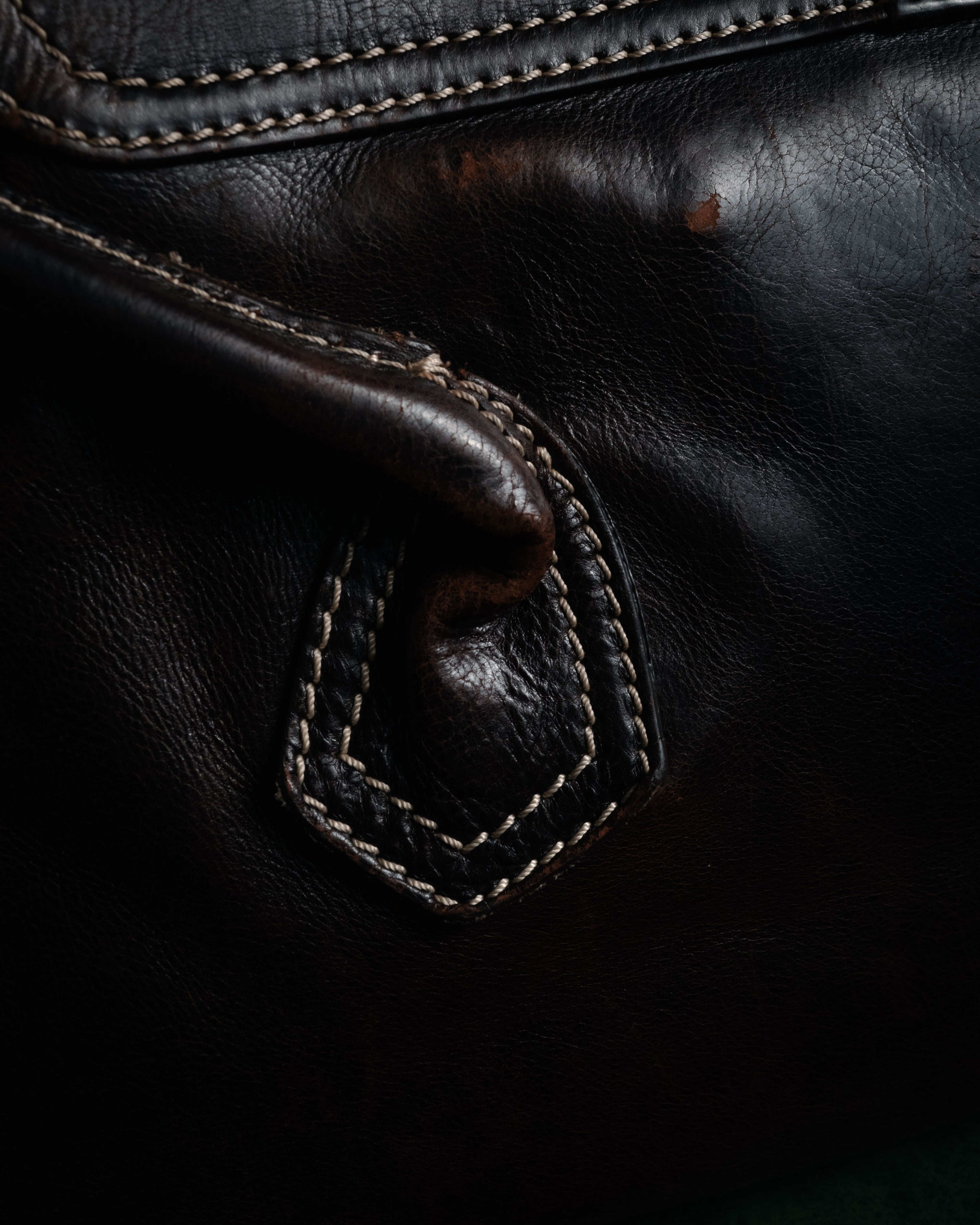 “CELINE” 00’s Buckled contrast stitch shoulder bag