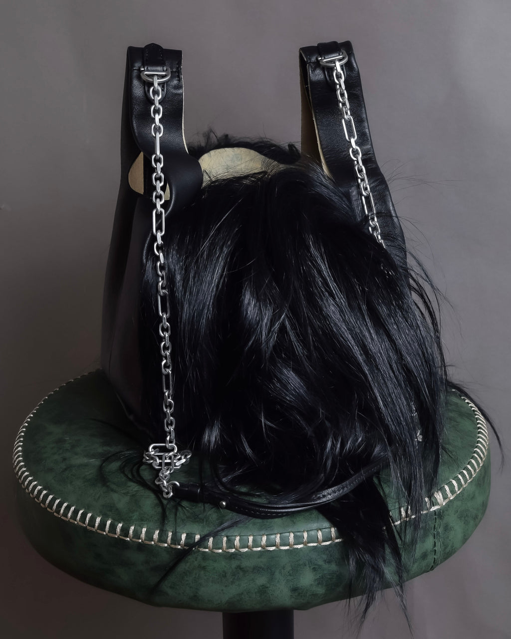 "MAISON MARGIELA" Wig fur design chain shoulder leather bag