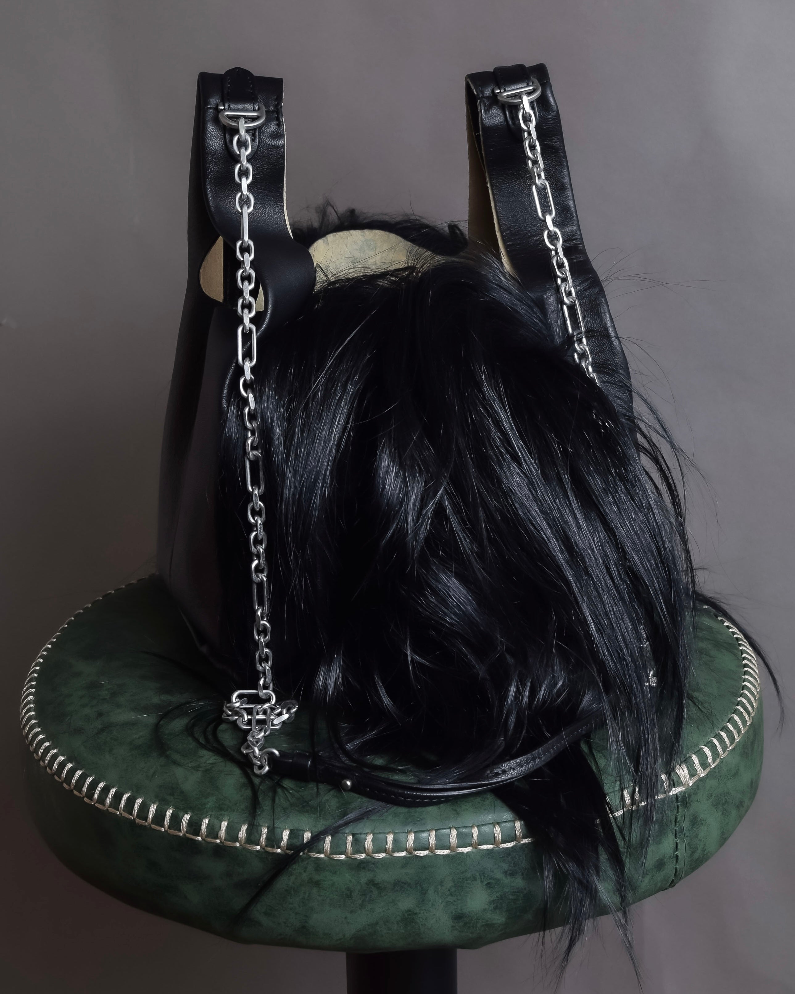 "MAISON MARGIELA" Wig fur design chain shoulder leather bag