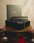 -SPECIAL- “Saint Laurent” 20’s Le Maillon smooth leather chain wallet