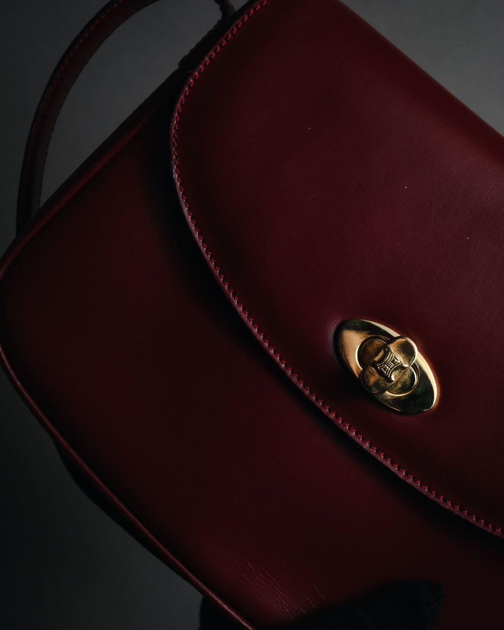 "CELINE" 2019-22 Heritage turn-lock box calf shoulder bag