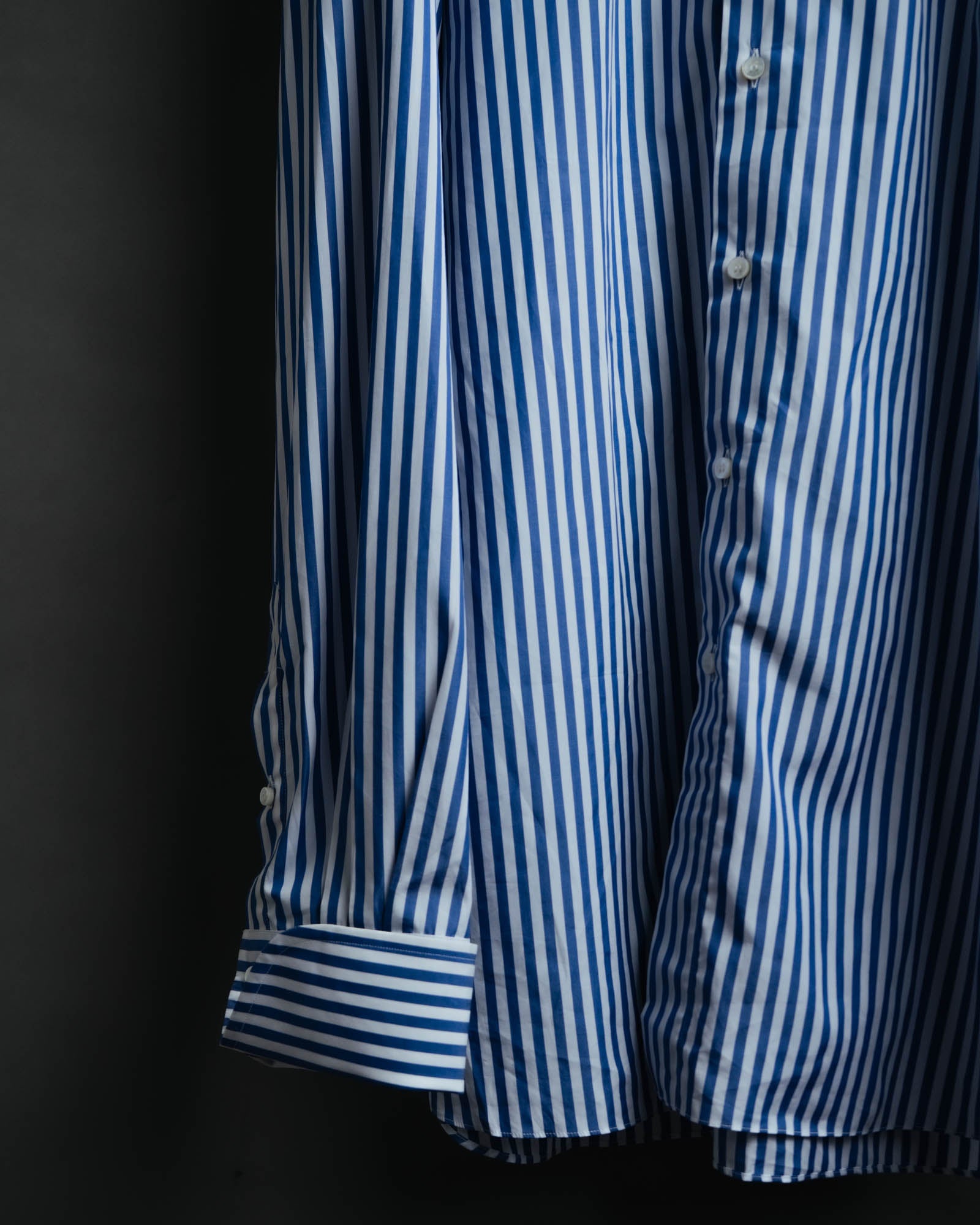 -MOOD MILLÉSIMES- 90’s-00’s vivid blue stripe wide-spread collar shirt