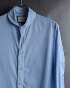 "GUCCI" Lace border design saxe blue shirt