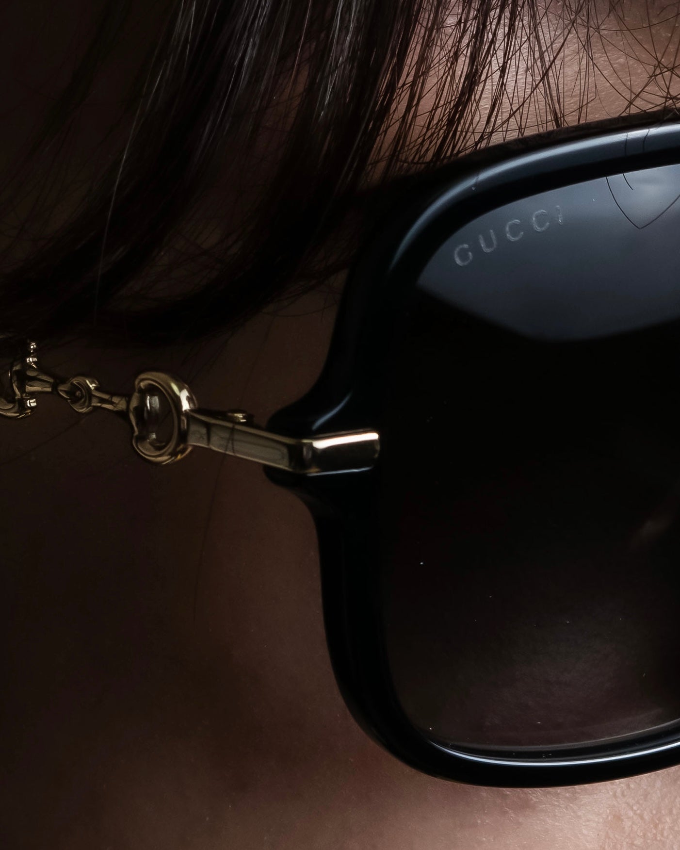 "GUCCI" Horsebit motif temple design big square frame sunglasses