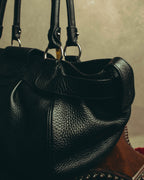 “Salvatore Ferragamo” 00’s-10’s Gancini pebbled leather handbag