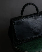 "FENDI" Hand stitched design leather hand bag