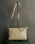 "CELINE" 80's-90's Vintage triangle flap gather leather shoulder bag