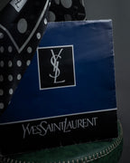 "YVES SAINT LAURENT" Large polka dot silk long scarf
