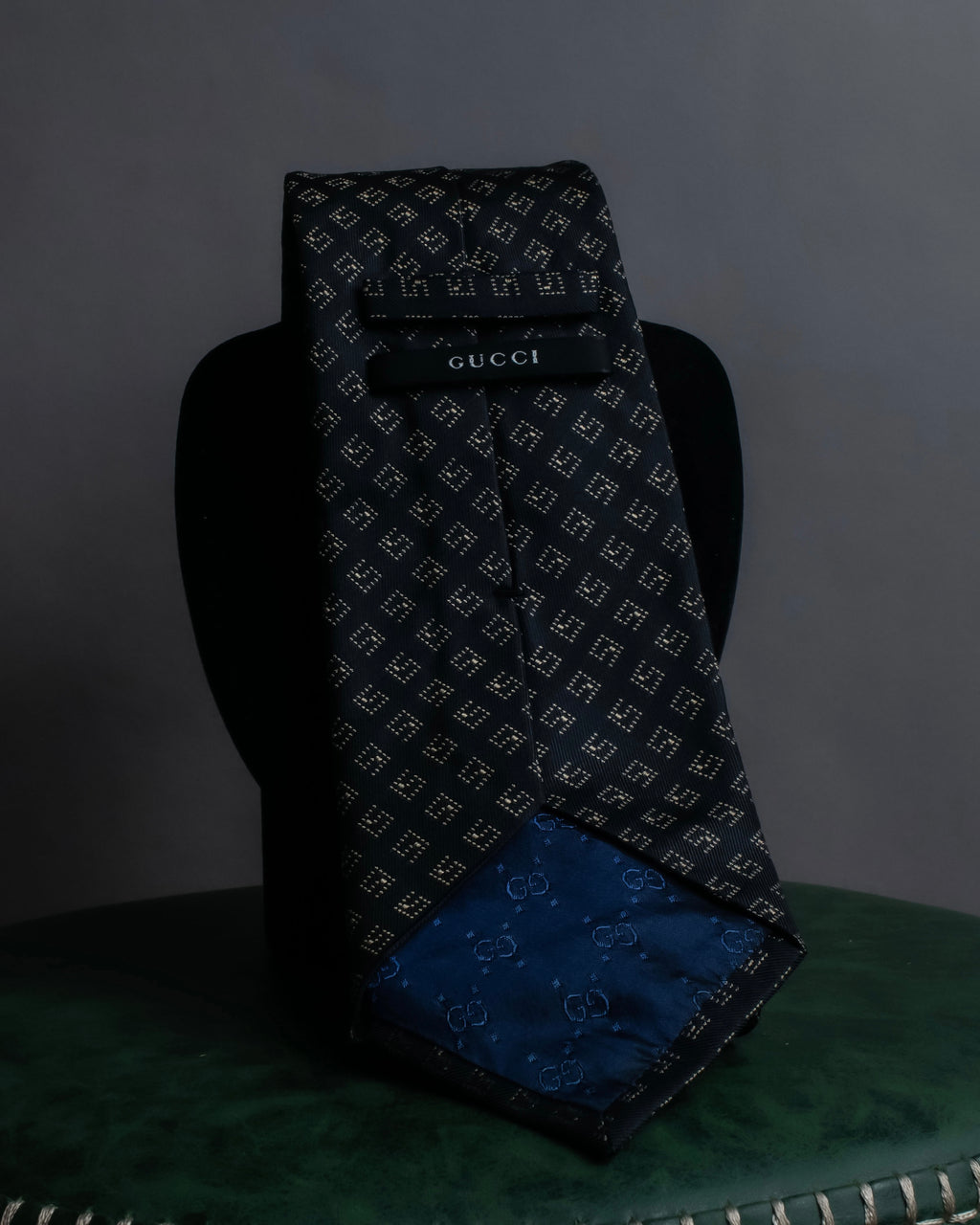 "GUCCI" G motif pattern silk necktie