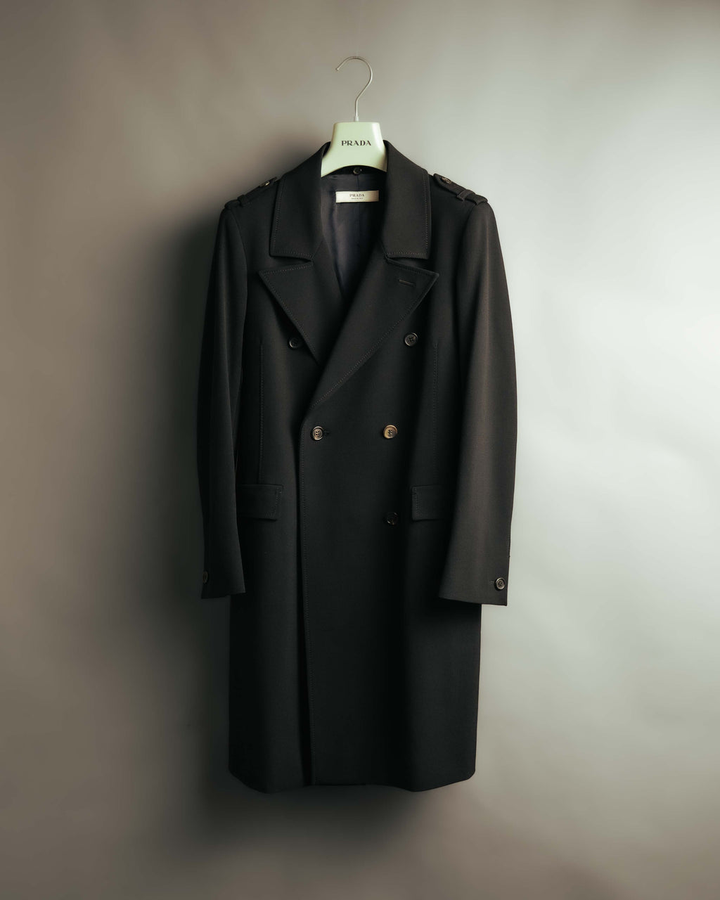 "PRADA" 00's-10's Belted double-breasted wool coat