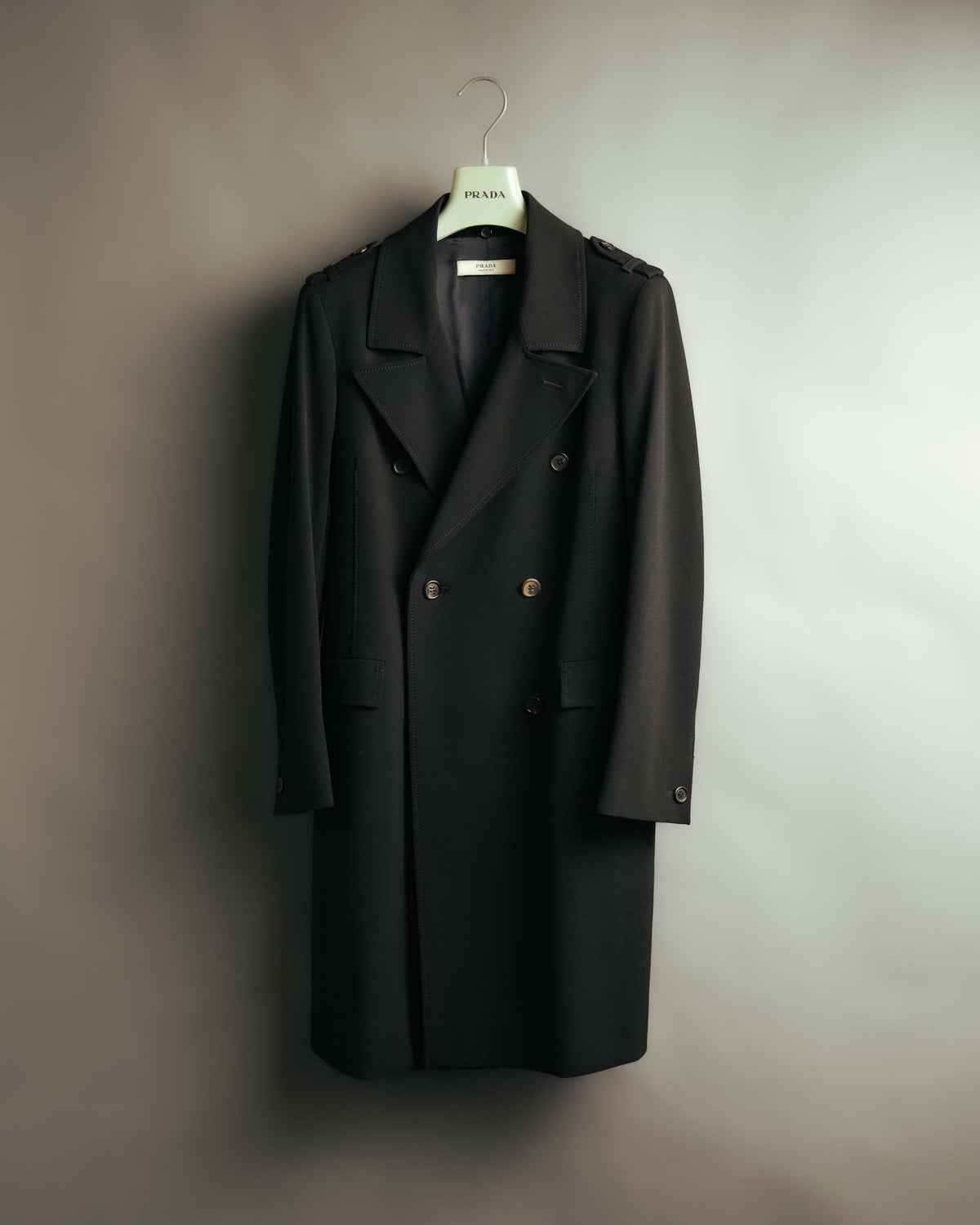 "PRADA" 00's-10's Belted double-breasted wool coat