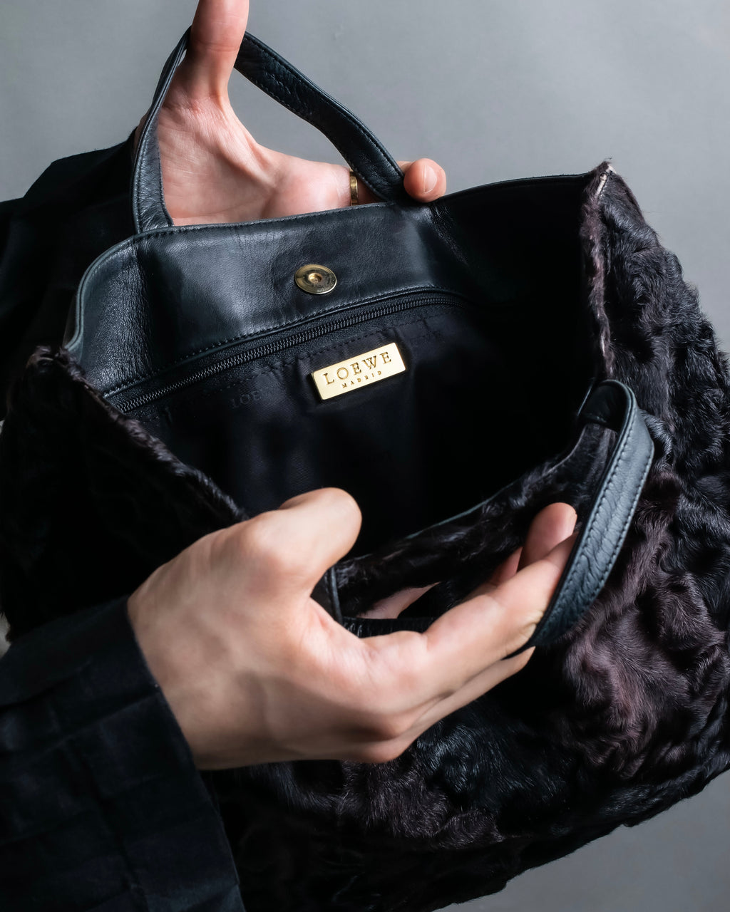 "LOEWE" Real fur and nappa leather tote bag